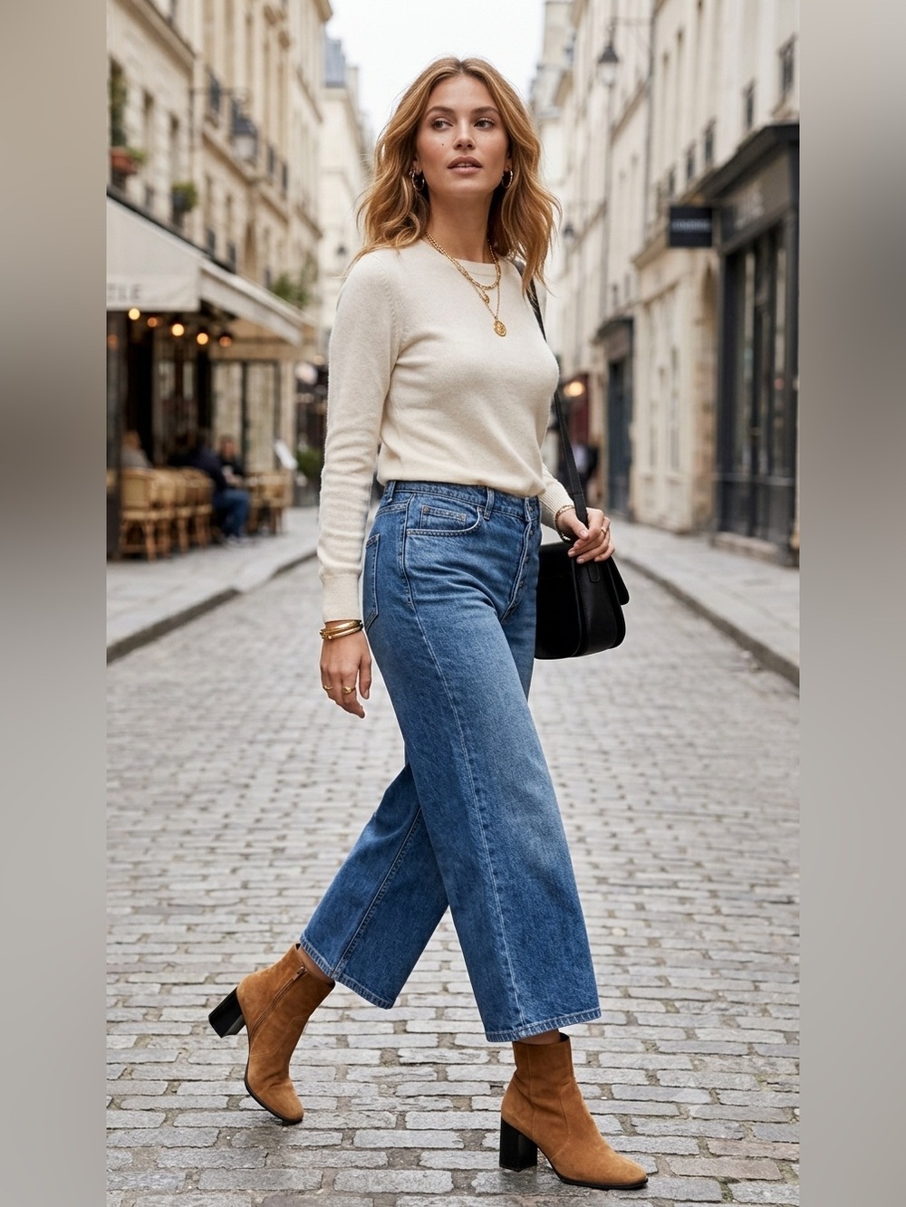 Evereve Wide Leg Jeans Women's Size 32 Cropped Button Fly denim trousers
